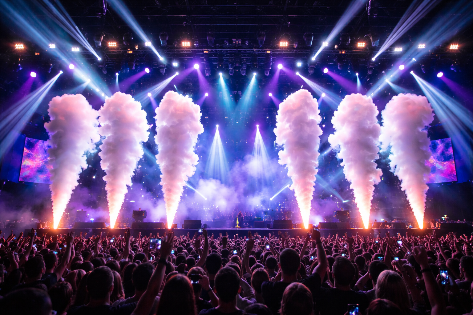 Canhão de CO2 e luzes em show ao vivo